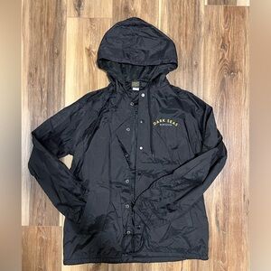 (Dark Seas Division) Windbreaker, Water-Resistant Hooded Jacket, Black – Medium